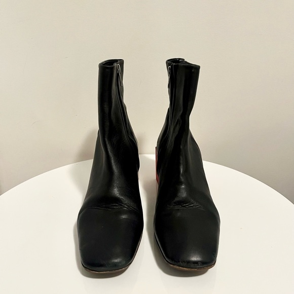 Jacquemus Ankle Boots Navy with Red and white block heels - Picture 6 of 7